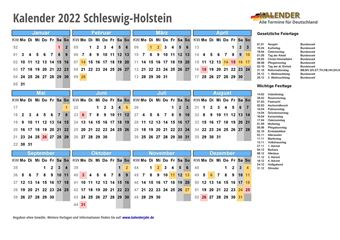 Kalender 2022Schleswig-Holstein