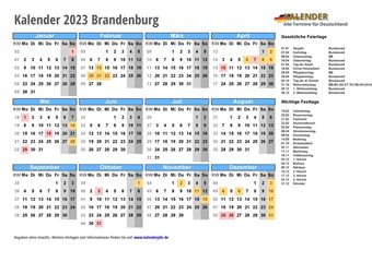 Kalender 2023Brandenburg