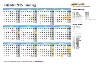 Kalender 2025Hamburg