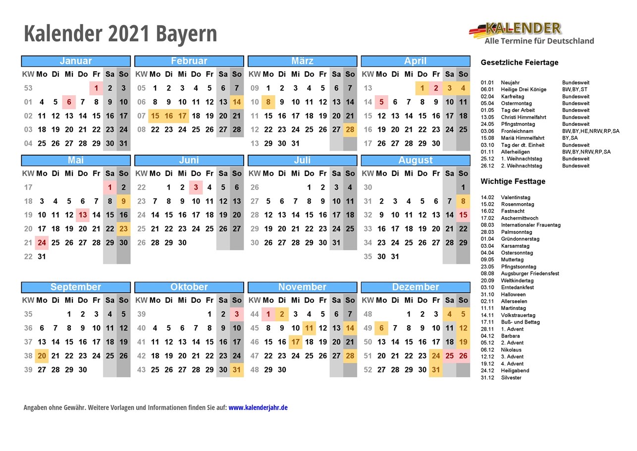 Kalender 2021 Bayern Mit Feiertagen Kalenderjahr De Kalender 2021 indonesia sudah dirilis. kalender 2021 bayern mit feiertagen