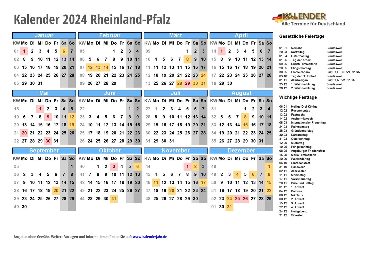 Kalender Ferien 2024 Rheinland Pfalz Jeane Lorelle