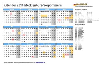 Kalender 2014Mecklenburg-Vorpommern