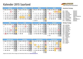 Kalender 2015Saarland