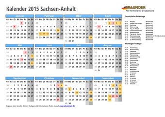 Kalender 2015Sachsen-Anhalt
