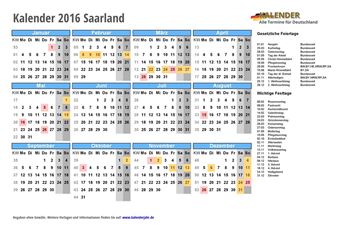 Kalender 2016Saarland