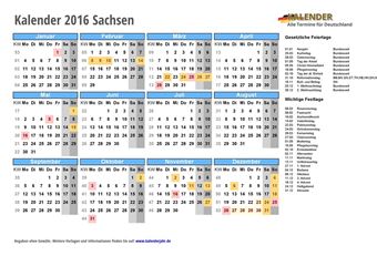 Kalender 2016Sachsen