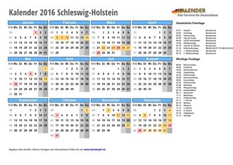 Kalender 2016Schleswig-Holstein