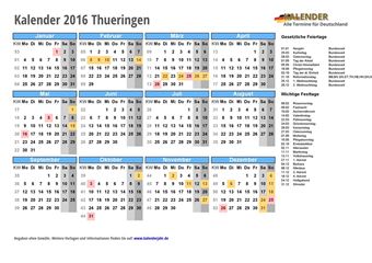 Kalender 2016Thueringen