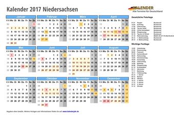 Kalender 2017Niedersachsen