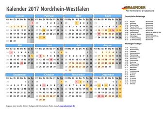 Kalender 2017Nordrhein-Westfalen
