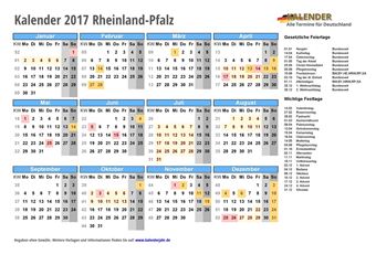 Kalender 2017Rheinland-Pfalz