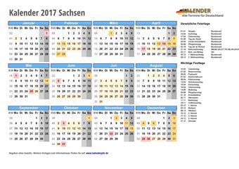Kalender 2017Sachsen