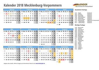 Kalender 2018Mecklenburg-Vorpommern