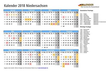 Kalender 2018Niedersachsen