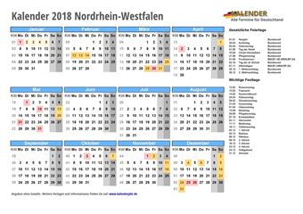 Kalender 2018Nordrhein-Westfalen