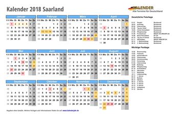 Kalender 2018Saarland