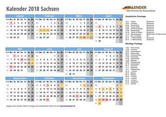 Kalender 2018Sachsen
