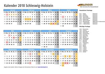 Kalender 2018Schleswig-Holstein