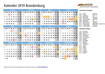 Kalender 2019Brandenburg