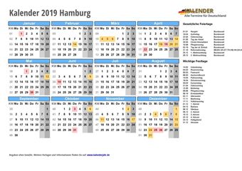 Kalender 2019Hamburg