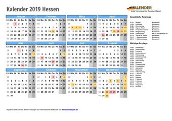 Kalender 2019Hessen