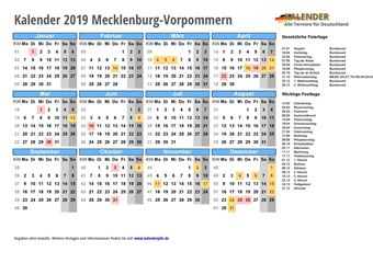 Kalender 2019Mecklenburg-Vorpommern