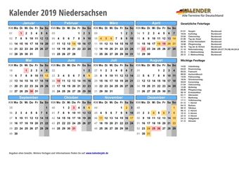 Kalender 2019Niedersachsen