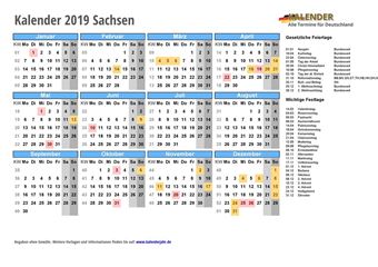 Kalender 2019Sachsen