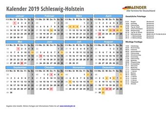 Kalender 2019Schleswig-Holstein