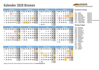 Kalender 2020Bremen