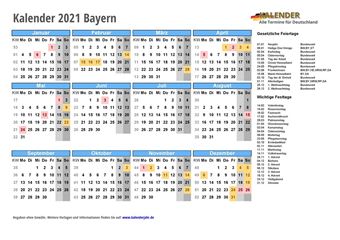 Kalender 2021Bayern