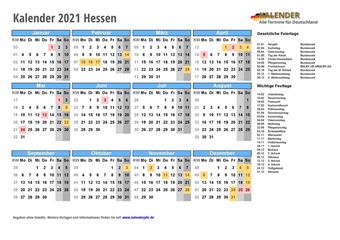 Kalender 2021Hessen