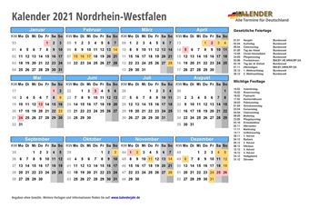 Kalender 2021 Nrw Xls