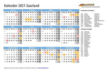 Kalender 2021Saarland