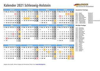 Kalender 2021Schleswig-Holstein