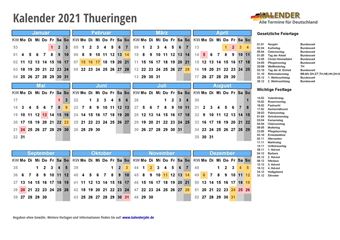 Kalender 2021Thueringen