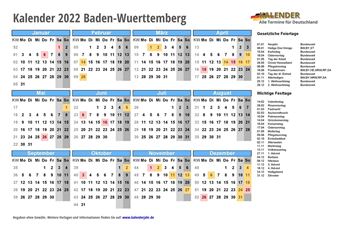 Kalender 2022Baden-Wuerttemberg