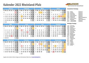 Kalender 2022Rheinland-Pfalz