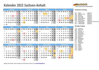 Kalender 2022Sachsen-Anhalt