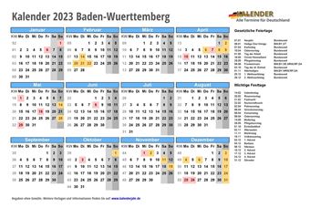 Kalender 2023Baden-Wuerttemberg