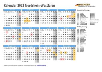 Kalender 2023Nordrhein-Westfalen
