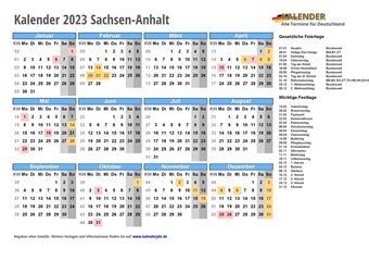 Kalender 2023Sachsen-Anhalt