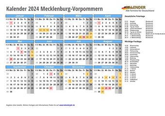 Kalender 2024Mecklenburg-Vorpommern