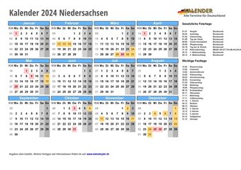 Kalender 2024Niedersachsen