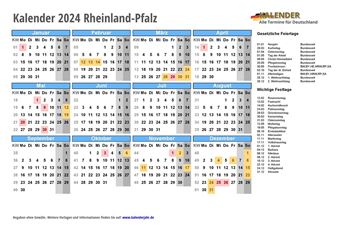 Kalender 2024Rheinland-Pfalz