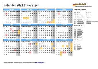 Kalender 2024Thueringen