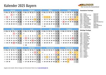Kalender 2025Bayern