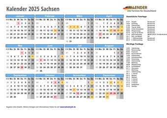 Kalender 2025Sachsen