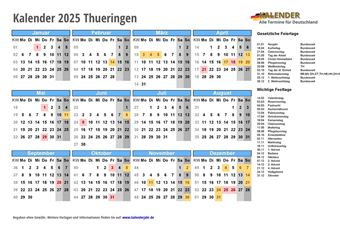 Kalender 2025Thueringen