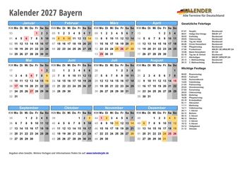 Kalender 2027Bayern